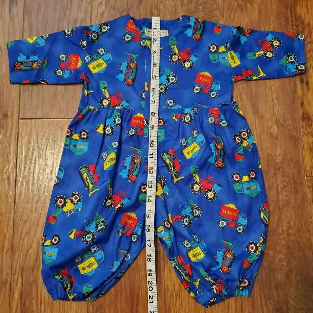 Vintage Handmade Tractor Truck Jumpsuit Baby Boy 6-9 Months